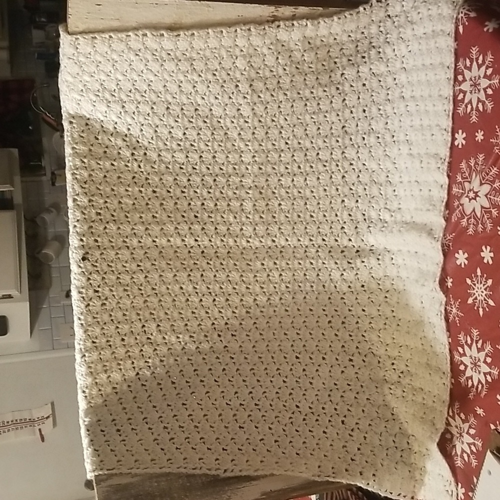 Handmade Baby White Crochet Blanket 31"x33"